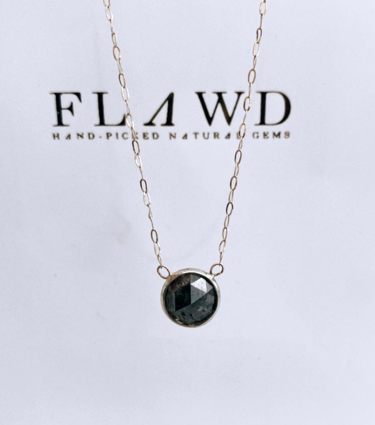 1ct salt and pepper diamond necklace/ diamond solitaire Etsy