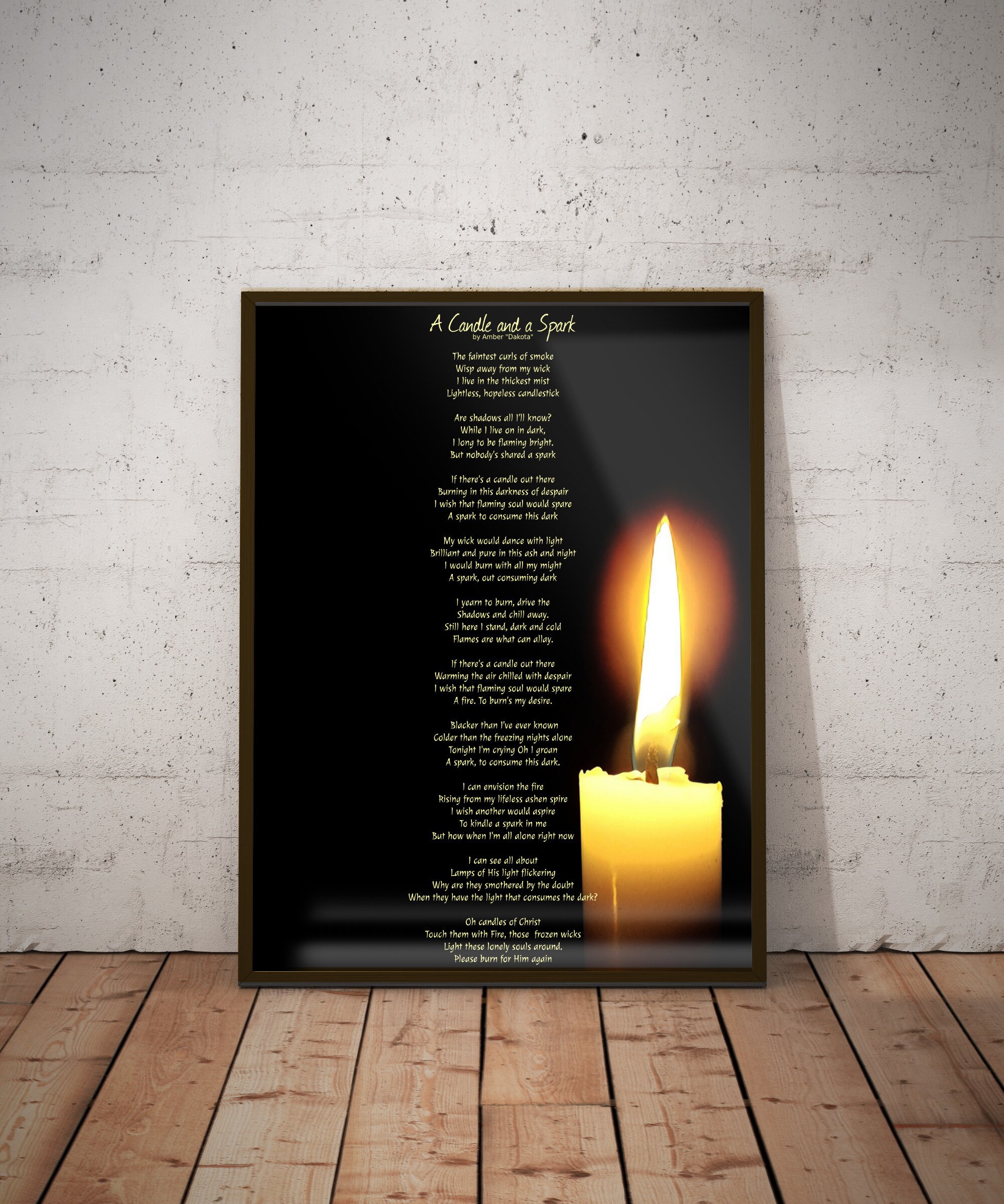 Candle Poem Wall Art Entitled a Candle and a Etsy UK