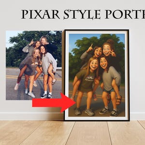Benutzerdefinierte 3D Cartoon Style Portrait vom Foto | Personalisiertes animiertes Geschenk | Familie oder Kinder Wandkunst | Märchenbuch-inspirierte Zeichnung Digitale Kunst
