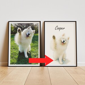 Ritratto personalizzato di un animale domestico ad acquerello / Arte personalizzata per cani, gatti o cavalli / Regalo commemorativo per animali domestici / Decorazione murale per animali per gli amanti degli animali / Pittura, disegno