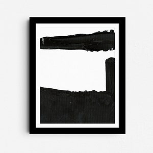 Abstract Black and White Print, Large Brush Strokes Wall Art, Modern Watercolor Prints, Minimalist Poster