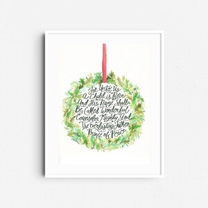 Christmas Wall Art, For Unto Us A Child Is Born Print, Isaiah 9:6 Printable, Christian Scripture Holiday Decor