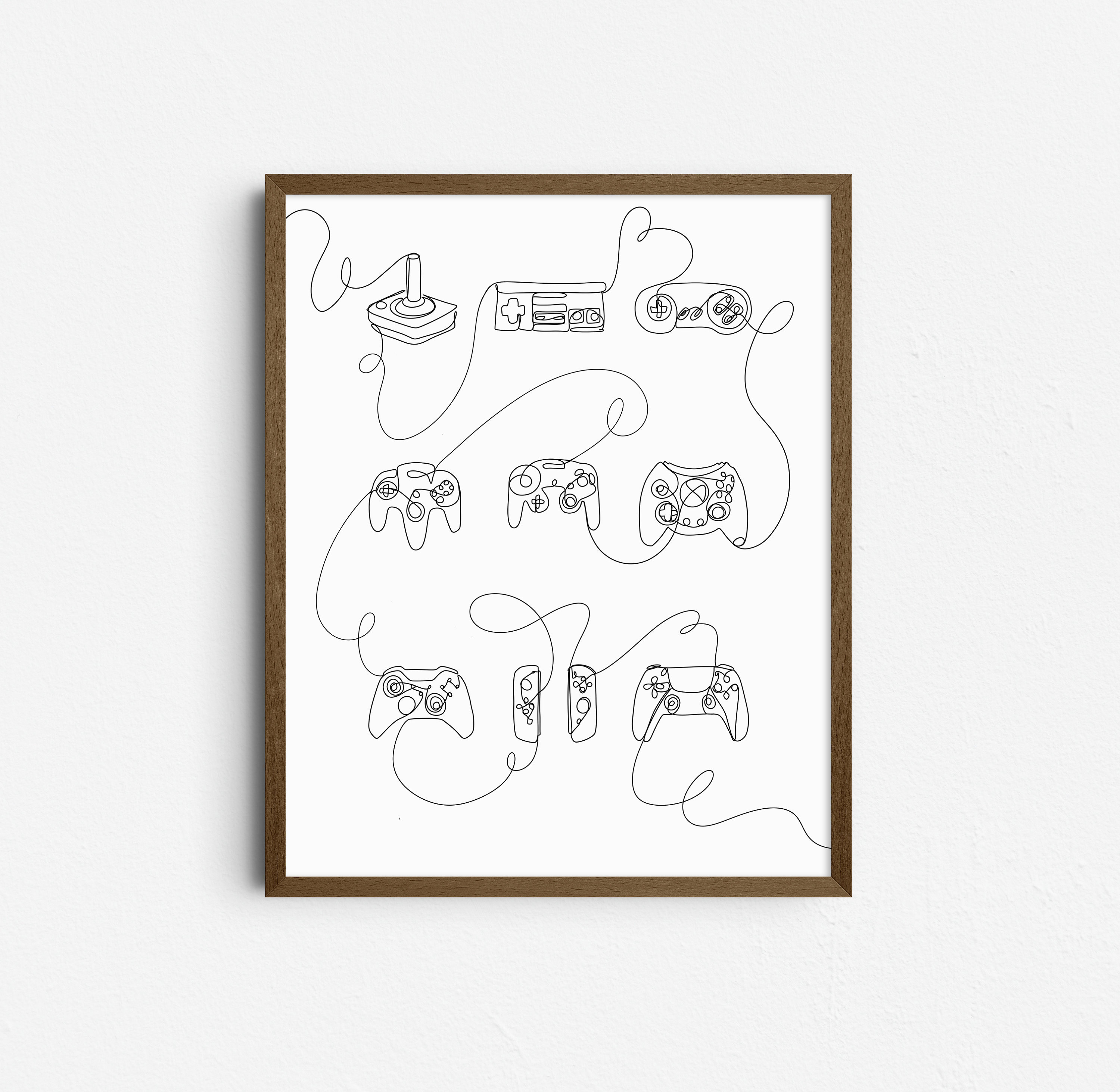 Video Game Controller Line Art, One Line Gamers Drawing, Gaming Room