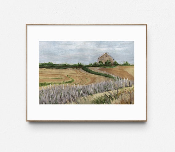 Farm Field Art Print Country Landscape Print Rustic - Etsy