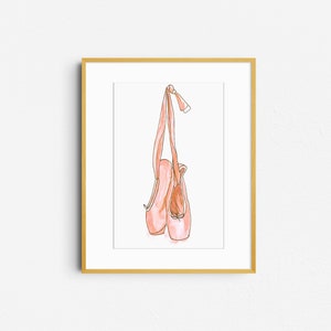 Ballet Shoes Dance Print, Ballerina Slippers Watercolor Art for Girls Room, Baby Girl Nursery Decor, Dancer Wall Prints