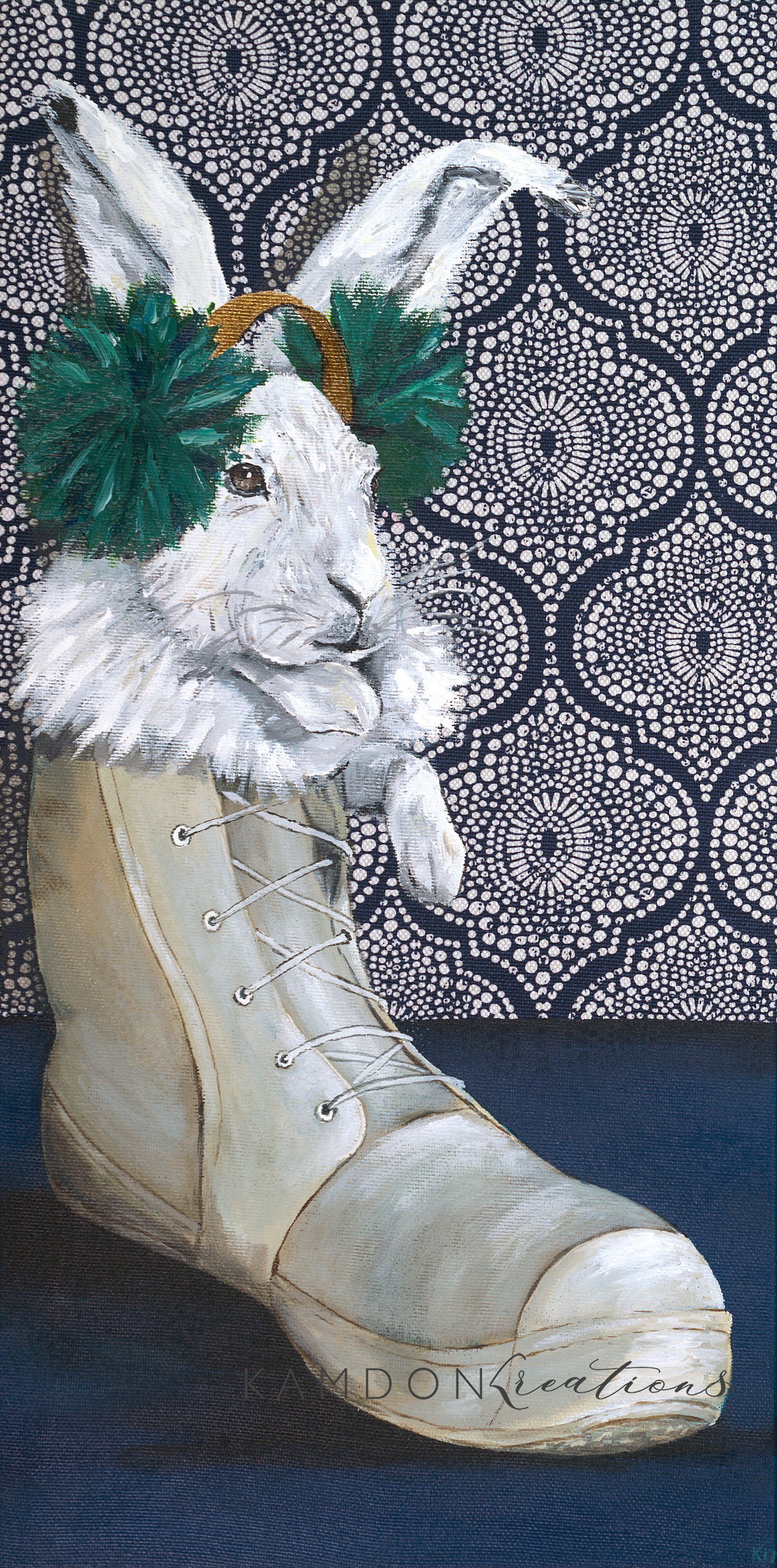 Bunny Rabbit Art Print, Bunny in Left Boot, Whimsical Woodland Animal ...