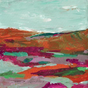 Colorful Abstract Original Art, Bright Color Textured Painting, Bold Modern Wall Art, Green, Orange, Fuchsia