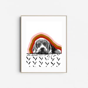 Beagle Wall Art Print, Black and White Modern Beagle Decor, Nursery, Kids Room, Beagle Lover Gift