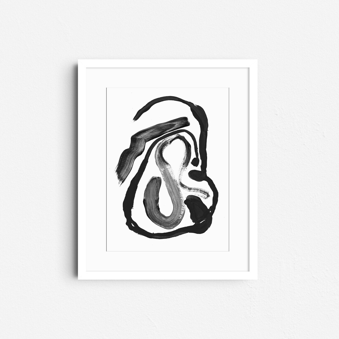 Black White Abstract Brush Strokes Print, Modern Minimalist Painting ...