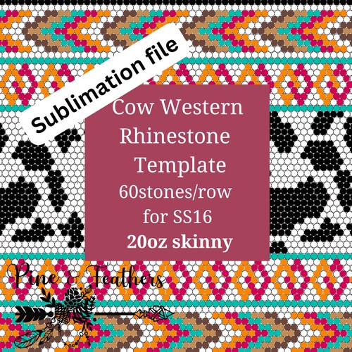 Cow Western Rhinestone Template 49 Stones per Row SS20 20oz - Etsy