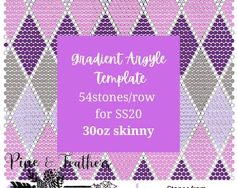Gradient Argyle Rhinestone Template 54 Stones Per Row SS20 For 30oz Skinny