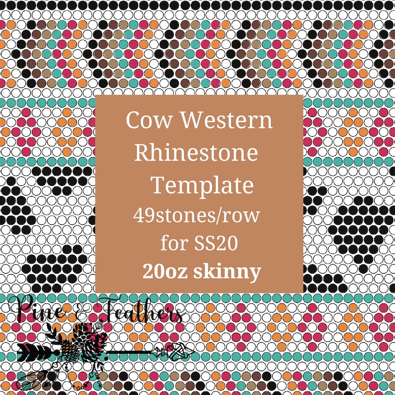 Cow Western Rhinestone Template 49 Stones per Row SS20 20oz - Etsy