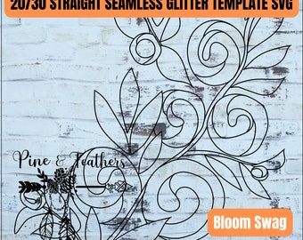 Bloom Swag Tumbler Template for 20 or 30oz Skinny Straight SVG, Glitter Burst Template