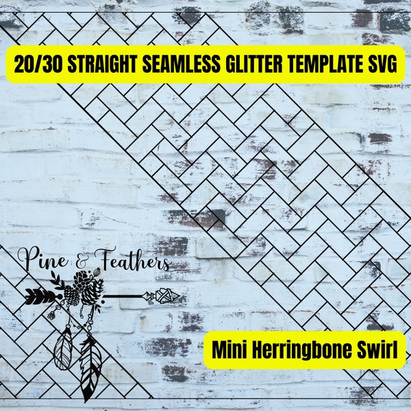Mini Herringbone Swirl Tumbler Template for 20 or 30oz Skinny Straight SVG, Glitter Burst Template