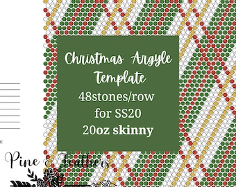 Christmas Argyle Rhinestone Template 48 Stones 20oz SS20