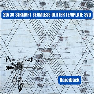 Puede incluir: Diseño gráfico en blanco y negro con un patrón geométrico de líneas superpuestas sobre un fondo de ladrillo blanqueado. El diseño incluye el texto "Pine & Feathers" y "Razorback".