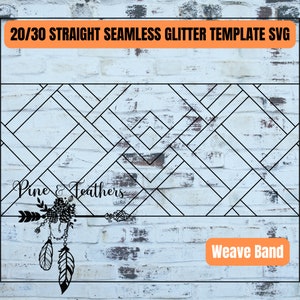 Weave Band Tumbler Template for 20 or 30oz Skinny Straight SVG, Glitter Burst Template