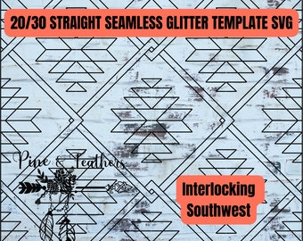Interlocking Southwest Tumbler Template for 20 or 30oz Skinny Straight SVG, Glitter Burst Template