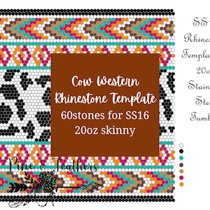 Cow Western Rhinestone Template 60 Stones per Row SS16 - Etsy