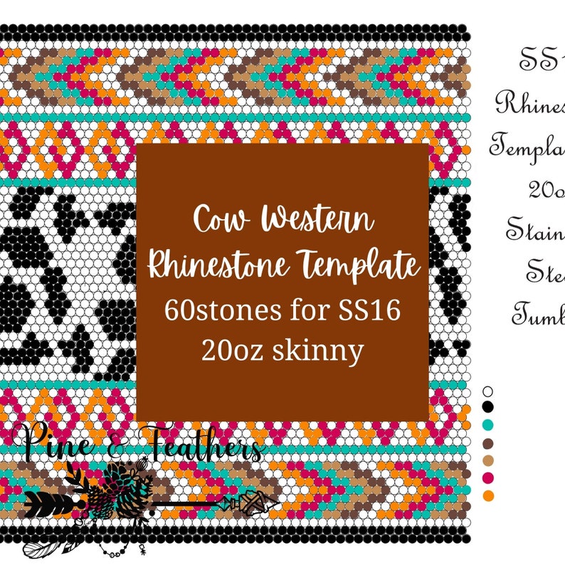 Cow Western Rhinestone Template 60 Stones per Row SS16 - Etsy