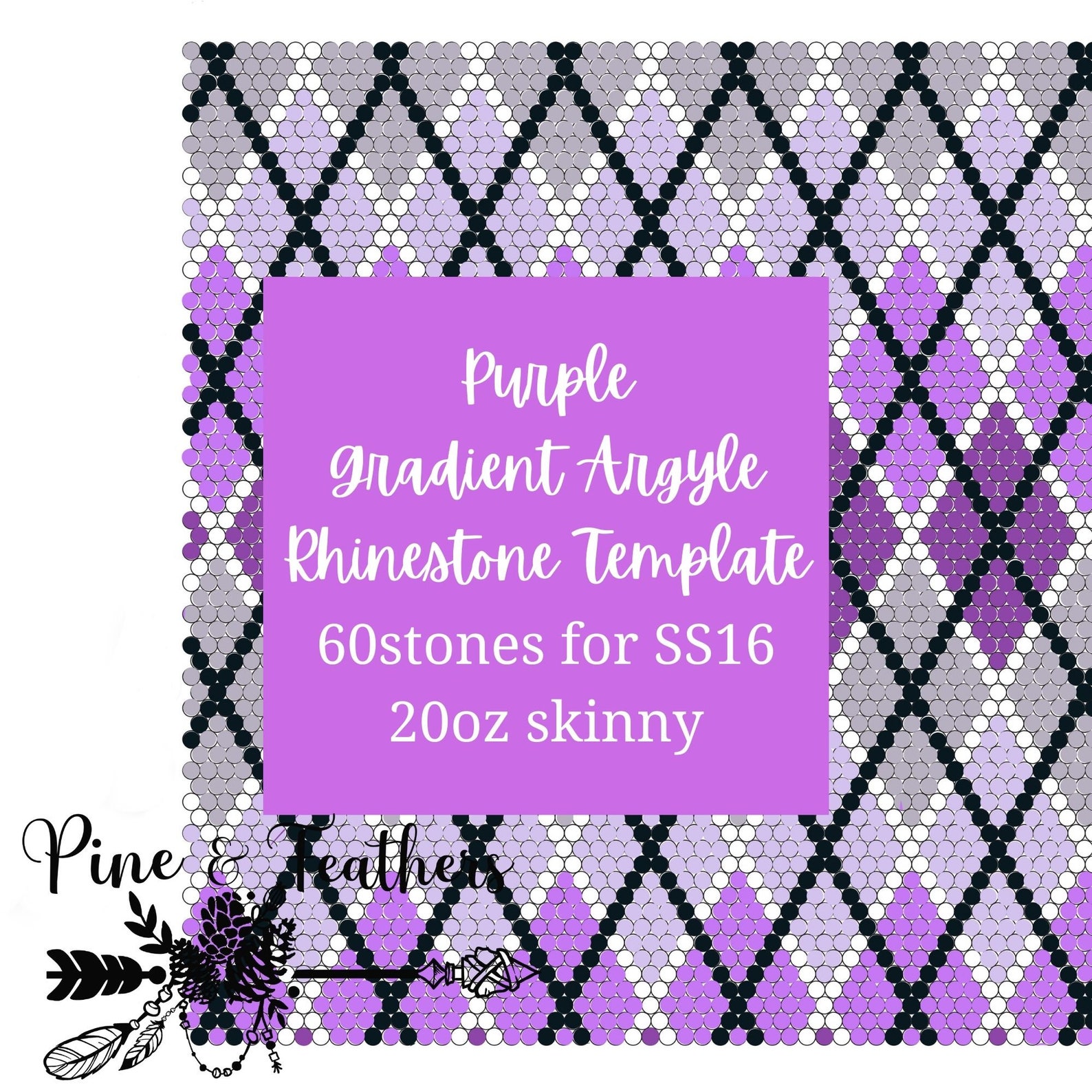 Purple Gradient Argyle Rhinestone Template 60 Stones 20oz SS16 - Etsy