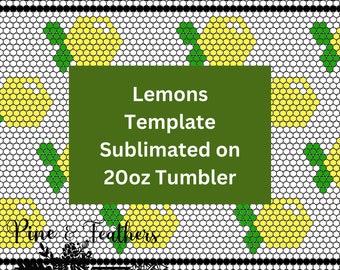 Lemons Rhinestone pattern sublimated tumbler SS16 or SS20, 20oz Skinny