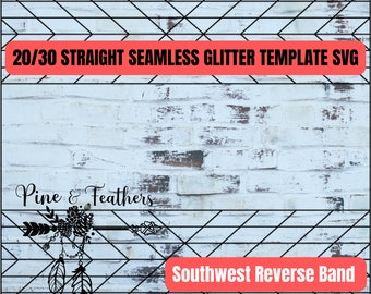 May include: Black and white graphic design of an arrow with feathers and a pine cone. The text "Pine & Feathers" and "Southwest Reverse Band" is on the image. The background is a white brick wall with black grid lines.