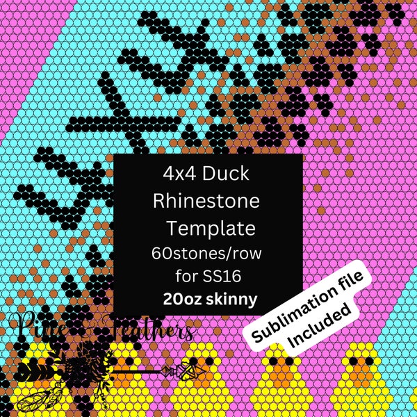 4x4 Duck Rhinestone Template 60 Stones Per Row SS16 includes Sublimation File