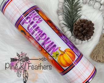 63 Ready to ship Fall Swirl tumbler, 32oz skinny epoxy tumbler