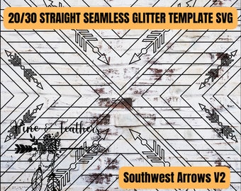 Southwest Arrows V2Tumbler Template for 20 or 30oz Skinny Straight SVG, Glitter Burst Template