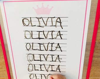 Custom Name Tracing Practice, Personalized Princess Tracing Worksheets, Writing Name, Numbers, Shapes, Alphabet Upper and Lowercase Letters