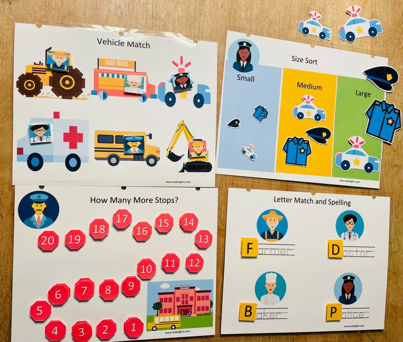 Printable Busy Book - Community Helpers, Toddler Busy Book, Preschool ...