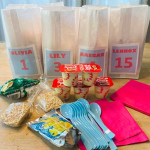 Baseball, Softball, Tee-Ball, Fußball-Team-Leckerei-Taschen, personalisierte Leckerli-Taschen-Etiketten, benutzerdefinierte Team-Leckerei-Tags, Team-Aufkleber-Etiketten für den Sport