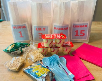 Baseball, Softball, Tee-ball, Soccer Team Treat Bags, Personalized Treat Bag Labels, Custom Team Treat Tags, Team Sticker Labels for Sports