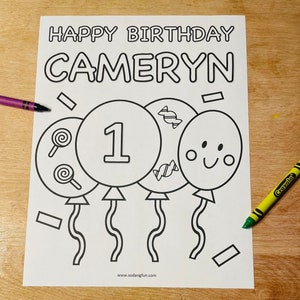 Candy Theme Birthday Coloring Pages for Kids, Kids Birthday Party Activity, Set of 5, Candy Birthday Party Favor image 3