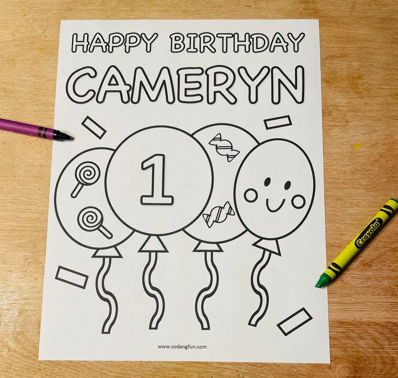 Candy Theme Birthday Coloring Pages for Kids, Kids Birthday Party Activity, Set of 5, Candy Birthday Party Favor image 3