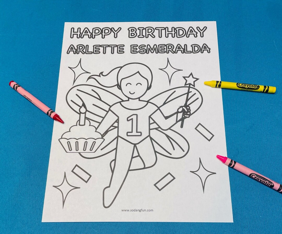 Fairy Birthday Coloring Pages for Kids Set of 5 Fairy - Etsy