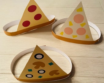 Pizza Party Crowns, Pizza Party Paper Hats, Pizza Party Hats to Color, Pizza Party Activity, Pizza Party Craft