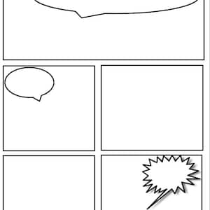 Printable Comic Book for Kids Full Page Comic Blanks Half Page Comic