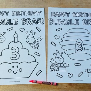 Bee Themed Birthday Coloring Pages for Kids, Set of 5 - Etsy