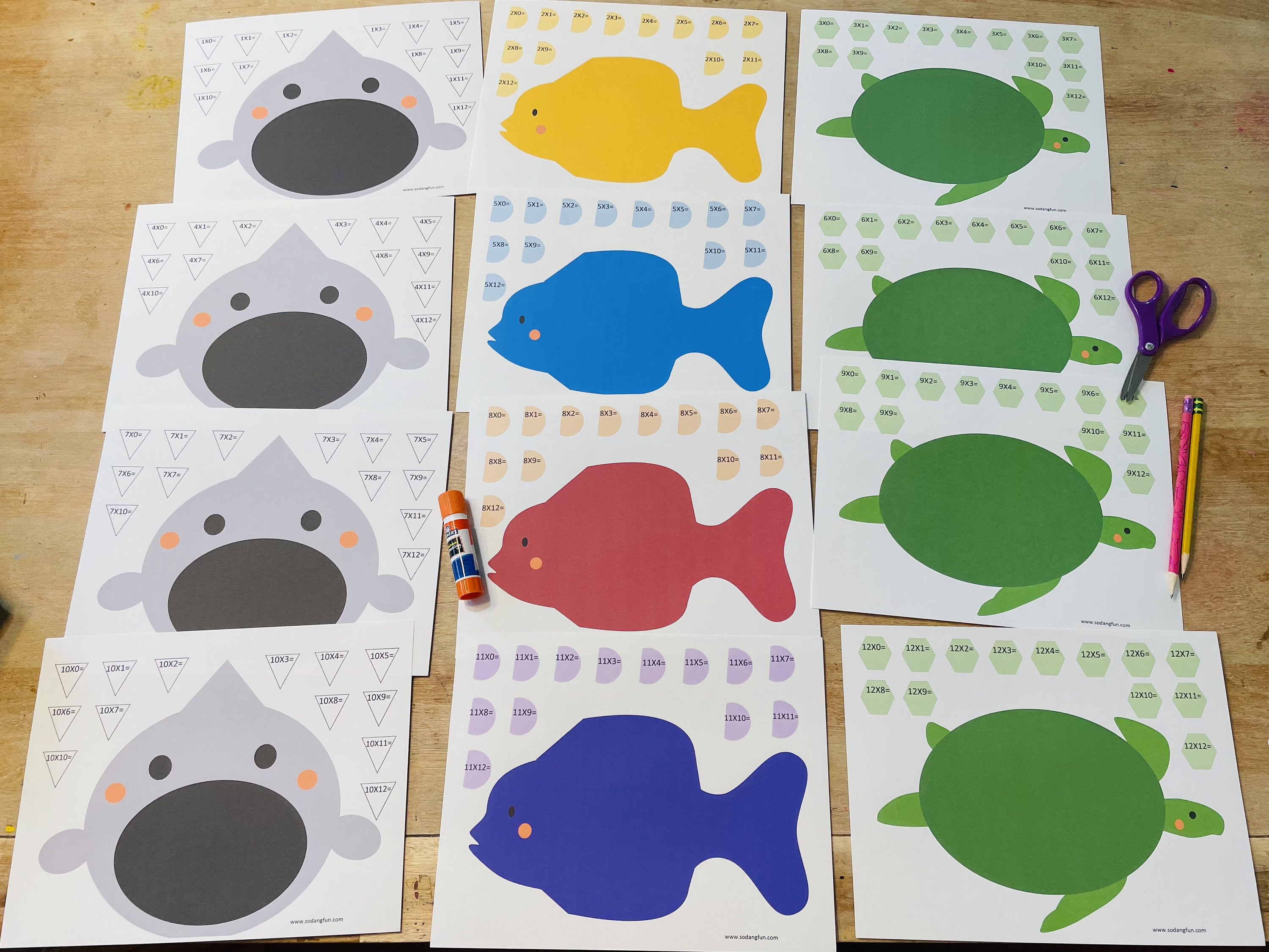 Multiplication Craft, Summer Math Activity, Sea Creature Craft ...