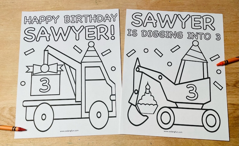 Construction Themed Birthday Coloring Pages for Kids Set of 5 - Etsy