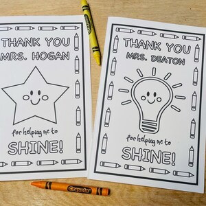 Teacher Thank You Card, Teacher Appreciation Coloring Card, Teacher Thank You Gift Tags, End of Year Coloring Gift Tags, Custom
