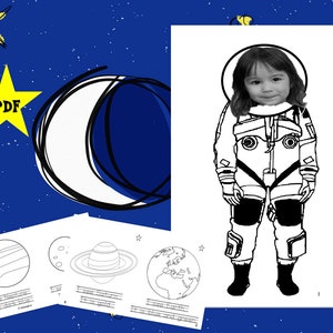 Personalized Astronaut Coloring Page with Planet Mini Coloring and Tracing Book