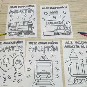 Train Birthday Coloring Pages, Set of 5