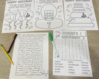 Football Birthday Coloring Pages Set of 5
