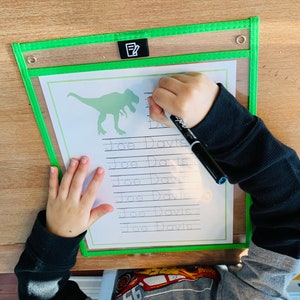 Kids First and Last Name Tracing Worksheet, Personalized Tracing Worksheets, Writing Days of the Week, Months of the Year, Dinosaur Design
