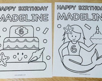 Under the Sea Birthday Coloring Pages, Set of 8