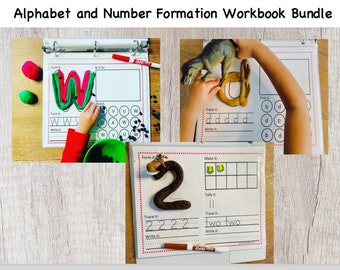 Alphabet & Number Workbook Bundle, Uppercase Lowercase Letters, Numbers 0-20, Preschool Busy Binder, Kindergarten Worksheets, Playdough Mats