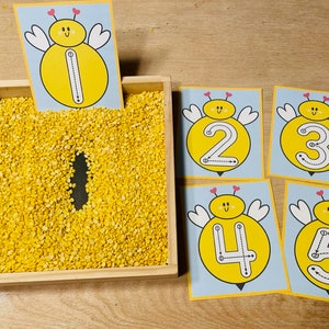 Bee Math for Preschool and Kindergarten, Bee Number Formation 1-20, Bee Math Mats Simple Addition Subtraction, Bee Ten Frame, Counting Mat